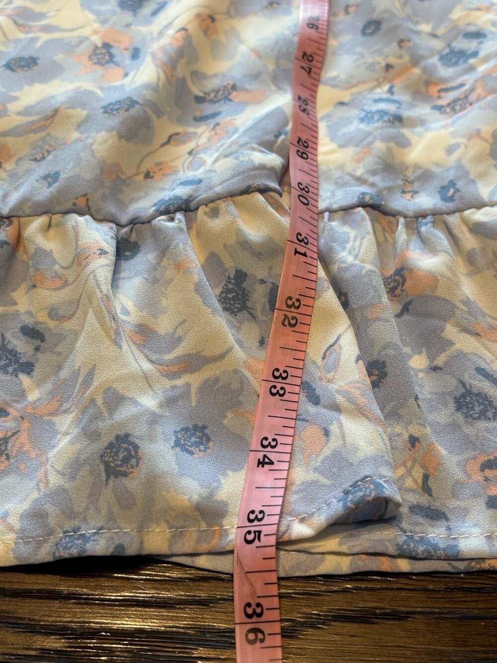 Women's Blue & White Floral Mini Dress + Smocked Size M - Picture 11 of 14